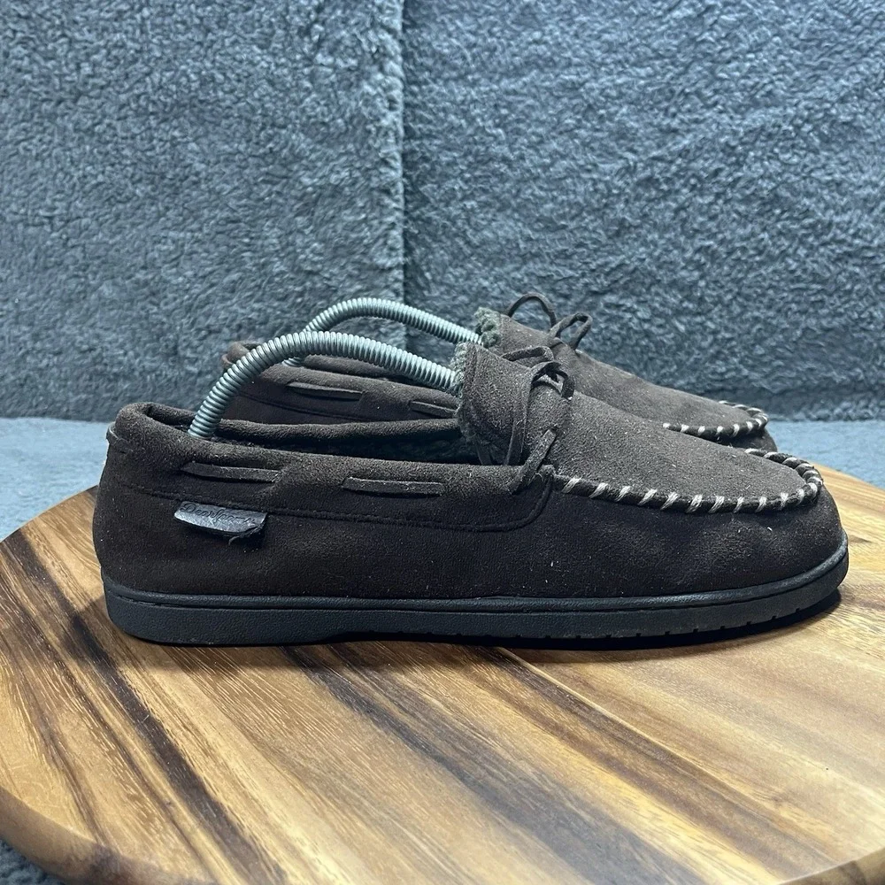 DOCKERS‎ Men's 9-10 lace Up Flat Slippers Shoes Brown Sandals Cotton